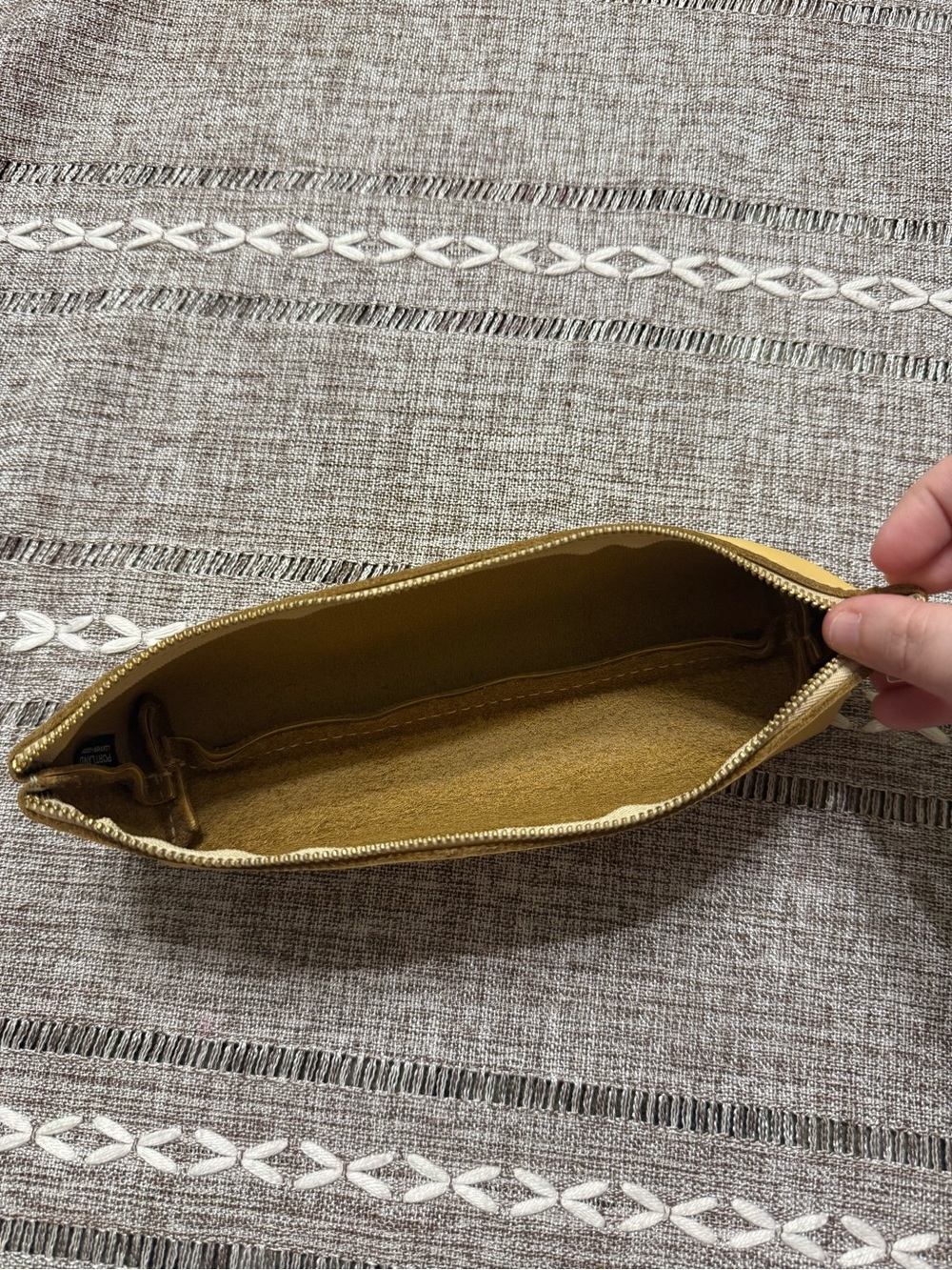 Portland Leather Pencil Pouch Canary Yellow Zip top NWOT - Picture 3 of 3